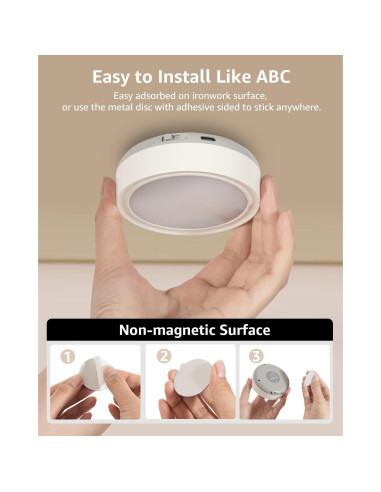 Luces LED Puck Recargables Vloee 4 Pcs 2400mAh Control Remoto