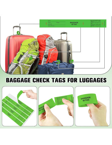 1000 Etiquetas de Identificación de Equipaje Feifeiya Verde