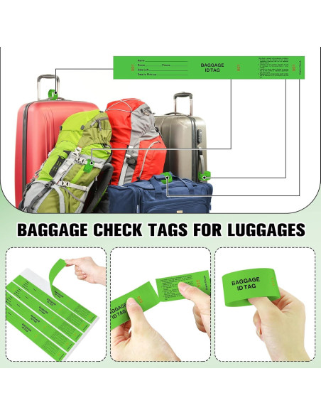 1000 Etiquetas de Identificación de Equipaje Feifeiya Verde