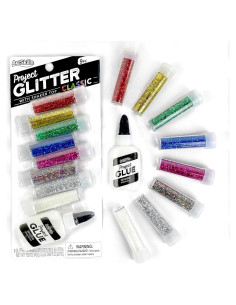 Brillos Ultra-Finos ArtSkills 8 Colores Clásicos y Pegamento 28.4ml