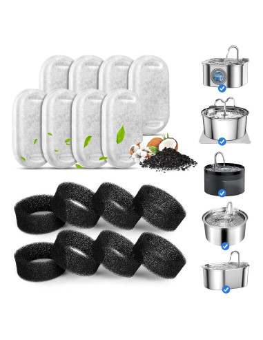 Filtros de Reemplazo para Fuente de Agua VinDox 8+8 para Gatos