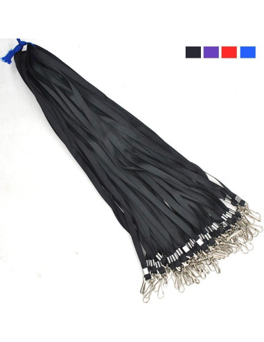 Cinta Lanyard Negra Beebel 50 Paquetes con Gancho Giratorio