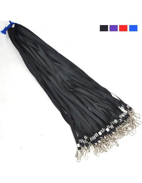 Cinta Lanyard Negra Beebel 50 Paquetes con Gancho Giratorio