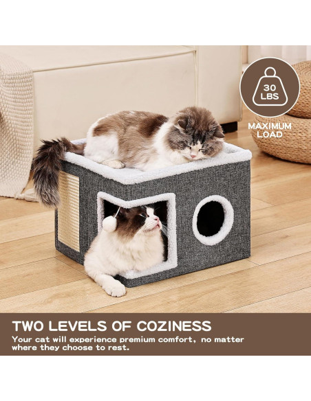Cama para Gatos Crispen, Cueva Plegable 40x40x31cm, Gris