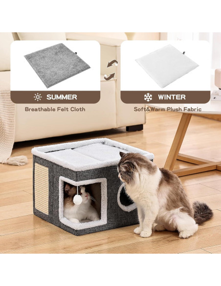 Cama para Gatos Crispen, Cueva Plegable 40x40x31cm, Gris