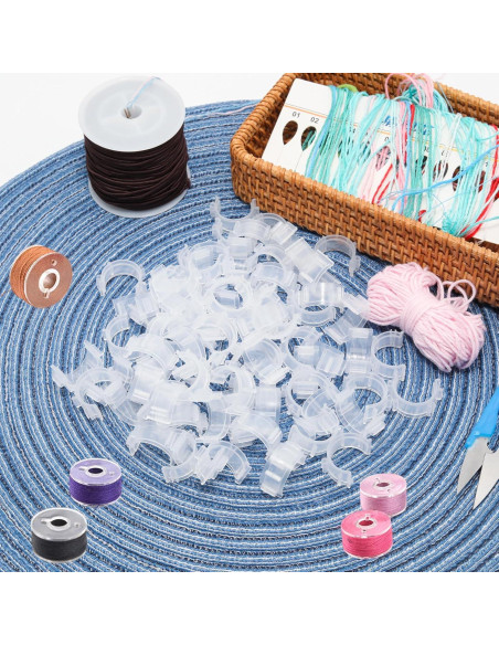 Set de 80 Clips Transparentes JAKOUE para Bobinas de Hilo