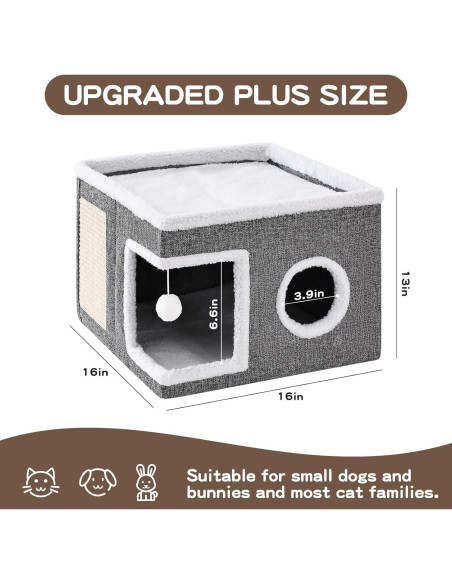 Cama para Gatos Crispen, Cueva Plegable 40x40x31cm, Gris