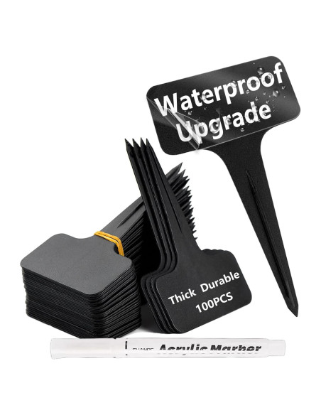 100 Etiquetas de Jardín Reutilizables DaTpuik Tipo T Negras 100 Etiquetas de Jardín Reutilizables DaTpuik Tipo T Negras