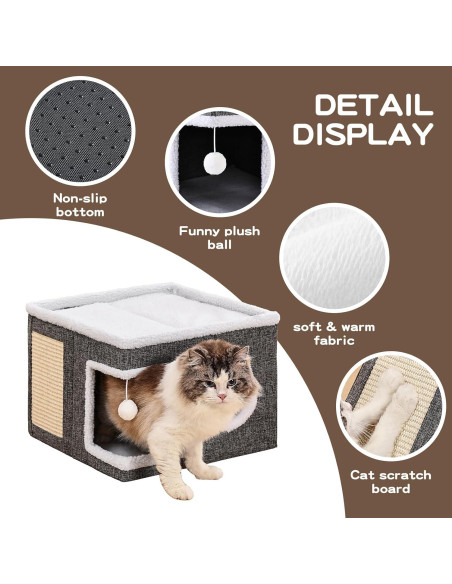 Cama para Gatos Crispen, Cueva Plegable 40x40x31cm, Gris