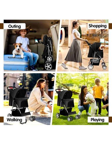 Carrito para Mascotas Azaeahom Plegable Negro 5.18 kg