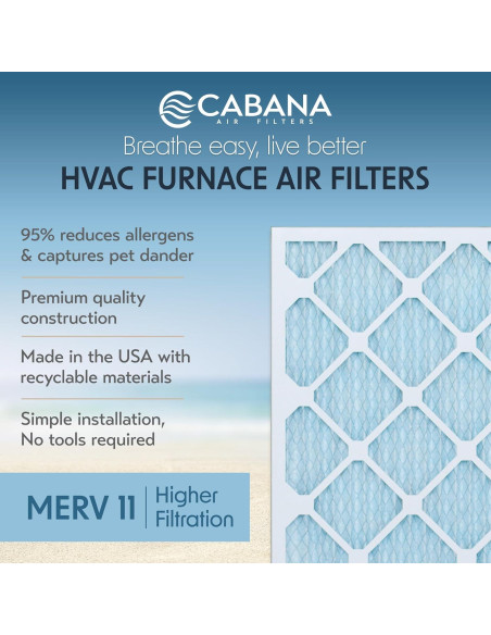 Filtros de Aire Cabana 12x12x2.5 cm Merv 11 Paquete de 6