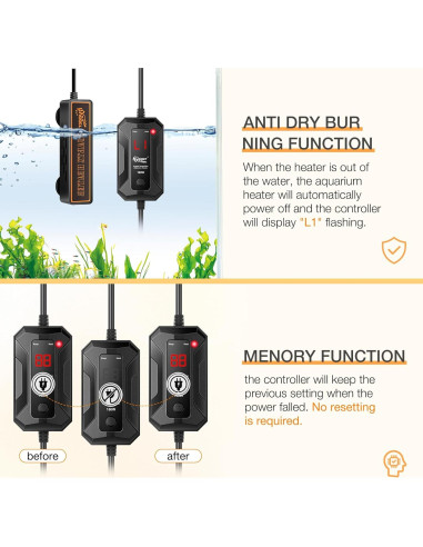 Calentador de Acuario Mini Hygger 50W para 30-60 Litros