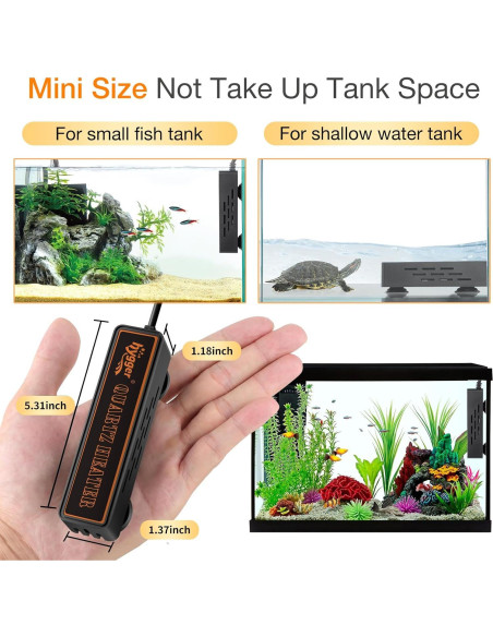 Calentador de Acuario Mini Hygger 50W para 30-60 Litros
