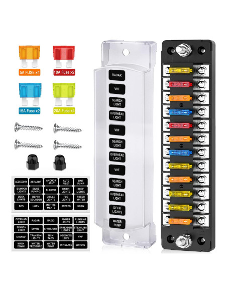 Bloque de Fusibles Nilight 12 V con Cubierta Impermeable