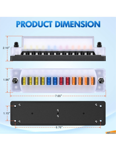 Bloque de Fusibles Nilight 12 V con Cubierta Impermeable