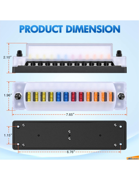 Bloque de Fusibles Nilight 12 V con Cubierta Impermeable