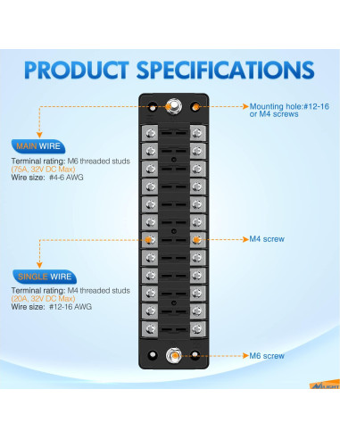 Bloque de Fusibles Nilight 12 V con Cubierta Impermeable