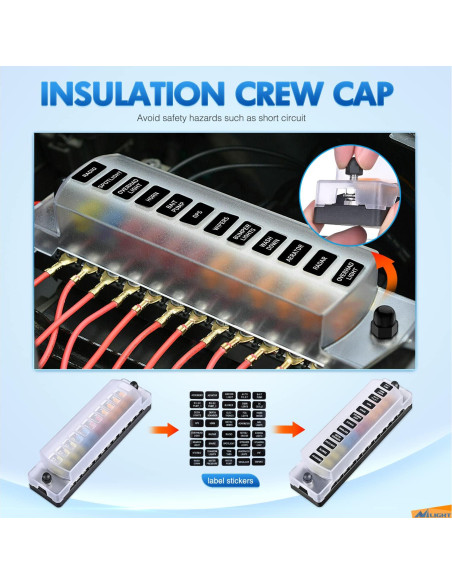 Bloque de Fusibles Nilight 12 V con Cubierta Impermeable