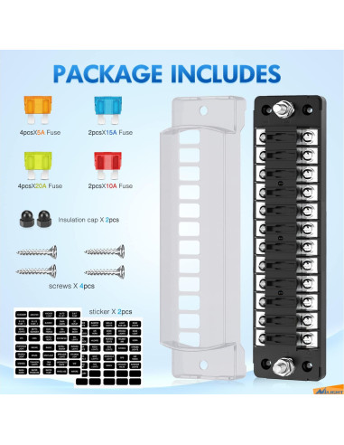 Bloque de Fusibles Nilight 12 V con Cubierta Impermeable