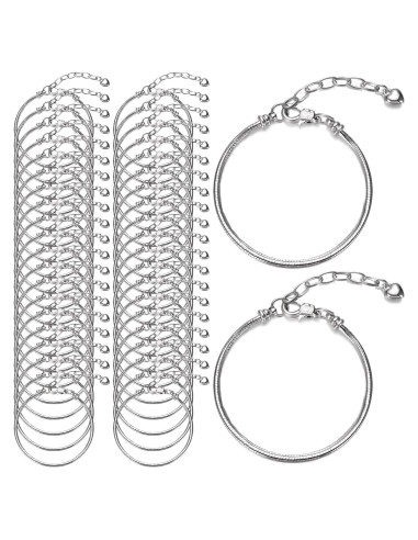 Pulsera de Encanto de Serpiente Hicarer 27 Piezas Plata 16 cm