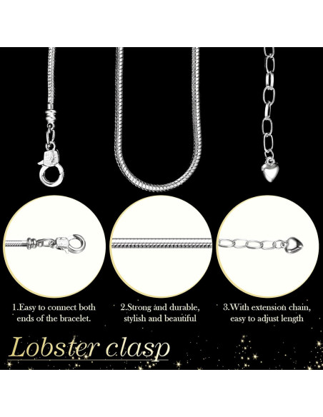 Pulsera de Encanto de Serpiente Hicarer 27 Piezas Plata 16 cm