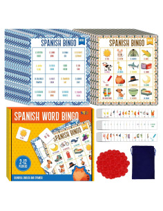 Juego de Bingo Bilingüe SpriteGru - 12 Tableros para 12 Jugadores