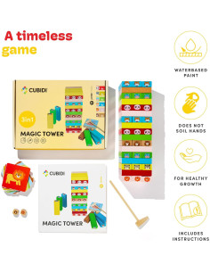 CUBIDI Juego de Torre de Bloques Apilables para Niños 3+ 2