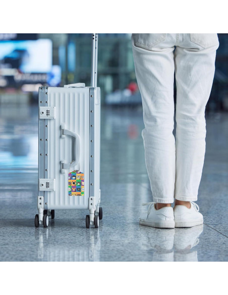 Etiquetas de Equipaje Anikathy de Cuero PU - Cuadrados de Animales