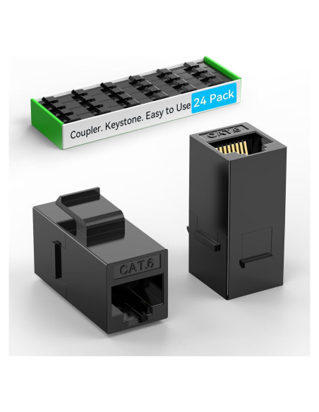 Acoplador Keystone RJ45 Cat6 Hembra a Hembra - Paquete 24 Unidades