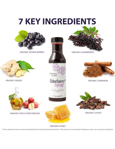 Jarabe de Saúco Orgánico Elderberry Queen 340g - Soporte Inmunológico