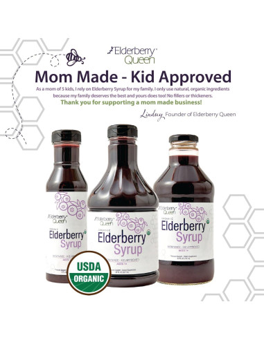 Jarabe de Saúco Orgánico Elderberry Queen 340g - Soporte Inmunológico