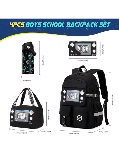 Mochila Escolar Gamer Luminiscente Cool con Botella 415ml