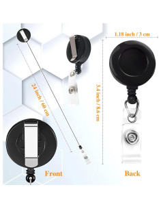 30 Carretes Retráctiles para Insignias COLOGO Negro 60 cm 2