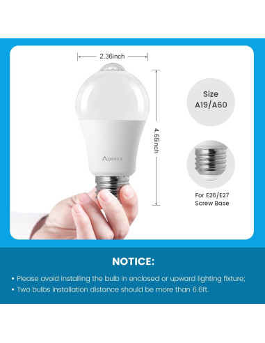 Bombillas LED Aovpex 13W con Sensor de Movimiento 5000K