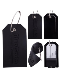Etiquetas de Equipaje PVC BlueCosto - 5 Piezas, Negro, 11x6 cm