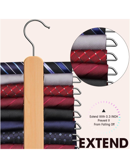 Perchero de Corbatas Uinicor de Madera con 20 Ganchos Giratorios Perchero de Corbatas Uinicor de Madera con 20 Ganchos Giratorios