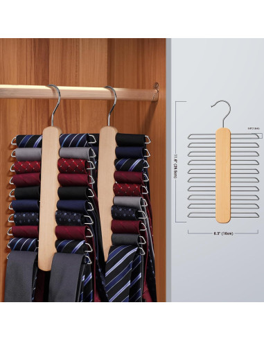 Perchero de Corbatas Uinicor de Madera con 20 Ganchos Giratorios