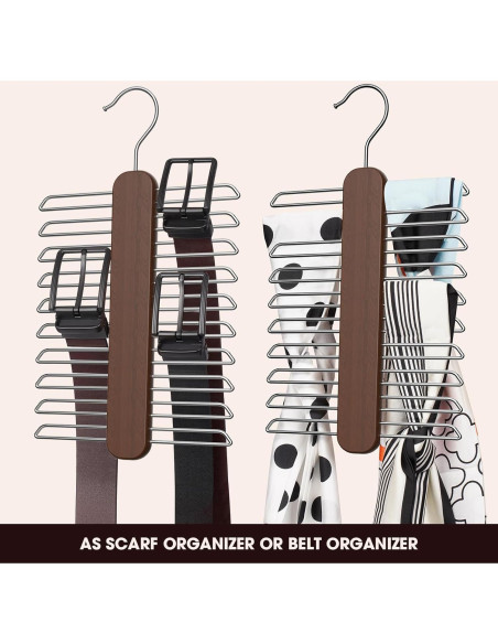 Perchero de Corbatas Uinicor de Madera con 20 Ganchos Giratorios Perchero de Corbatas Uinicor de Madera con 20 Ganchos Giratorios