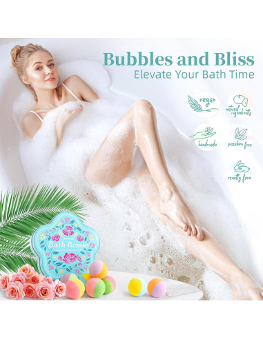 Juego de 10 Bombas de Baño RelaxRose - Aromas Naturales