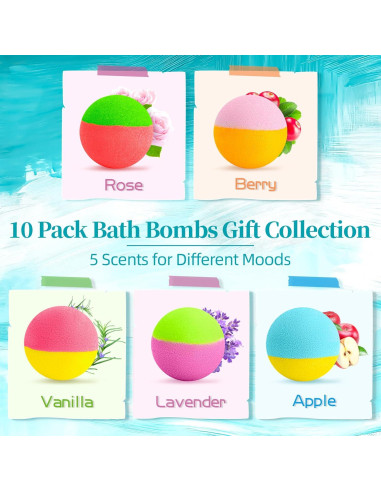 Juego de 10 Bombas de Baño RelaxRose - Aromas Naturales