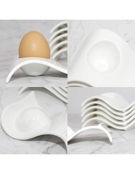 Set de 4 Tazas de Huevo Cerámica ChasBete + Cortador Acero Set de 4 Tazas de Huevo Cerámica ChasBete + Cortador Acero