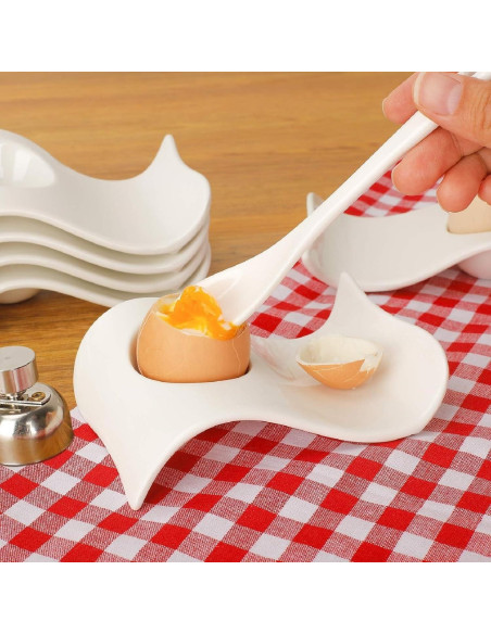 Set de 4 Tazas de Huevo Cerámica ChasBete + Cortador Acero Set de 4 Tazas de Huevo Cerámica ChasBete + Cortador Acero