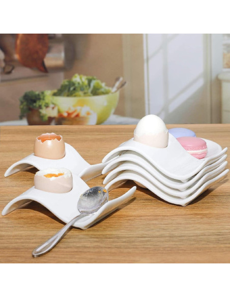 Set de 4 Tazas de Huevo Cerámica ChasBete + Cortador Acero Set de 4 Tazas de Huevo Cerámica ChasBete + Cortador Acero