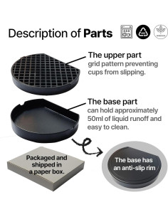 Bandeja de Goteo de Café Genérico 10 cm Plástico Negro 2