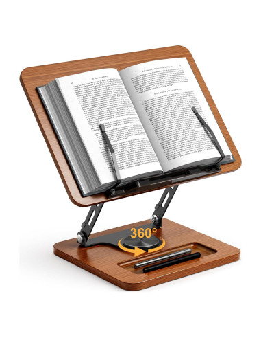 Soporte de Libro OPTIXCELL Ajustable 360 Plegable Metal Madera