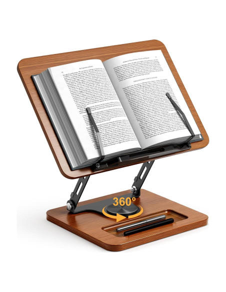 Soporte de Libro OPTIXCELL Ajustable 360 Plegable Metal Madera