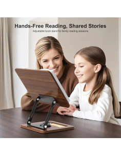 Soporte de Libro OPTIXCELL Ajustable 360 Plegable Metal Madera 2