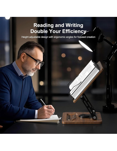 Soporte de Libro OPTIXCELL Ajustable 360 Plegable Metal Madera