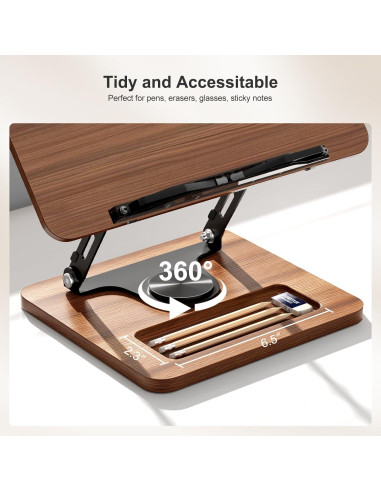 Soporte de Libro OPTIXCELL Ajustable 360 Plegable Metal Madera