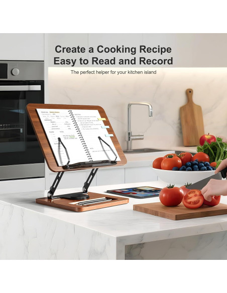 Soporte de Libro OPTIXCELL Ajustable 360 Plegable Metal Madera